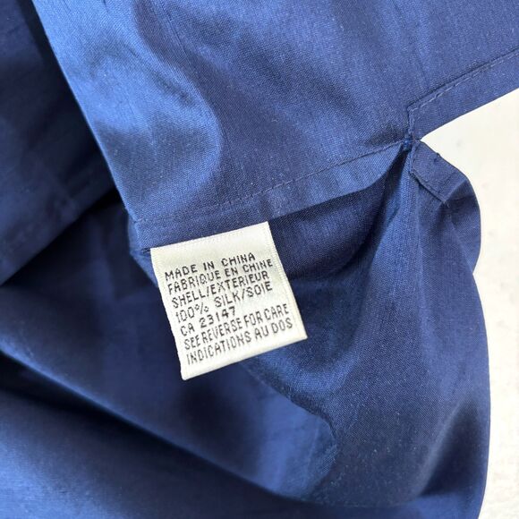 Talbots 100% Silk Shirt Royal Blue Button Front sz 14 Collared Satin Lightweight - Picture 5 of 9